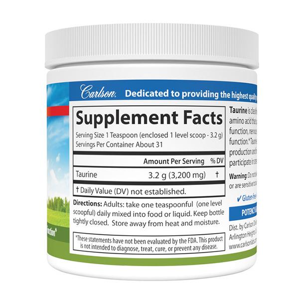 Таурин в порошке, Taurine Powder, Carlson Labs  100г Без вкуса (27353009)