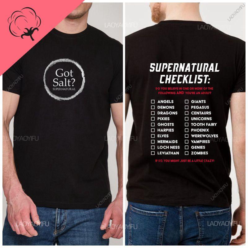 Supernatural TV Series Tshirt Carry on My Wayward Son Song Top 100 Cotton High Quality Loose Street Wear