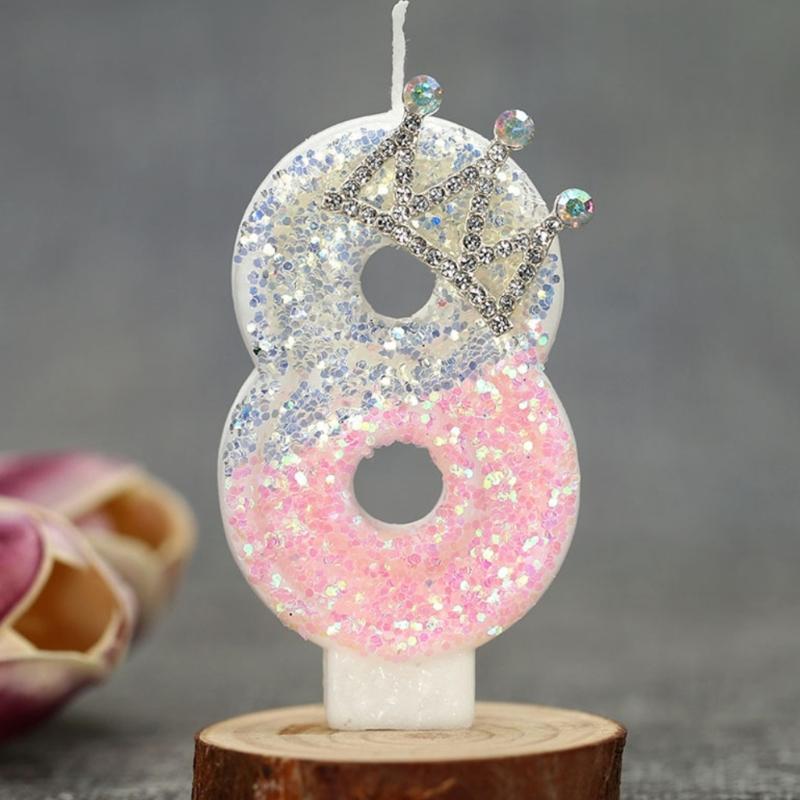 Birthday Candle Pink Crown Number Cake Candle,Birthday Cake Toppers Cupcakes Decorations Anniversary Celebrations Supplies