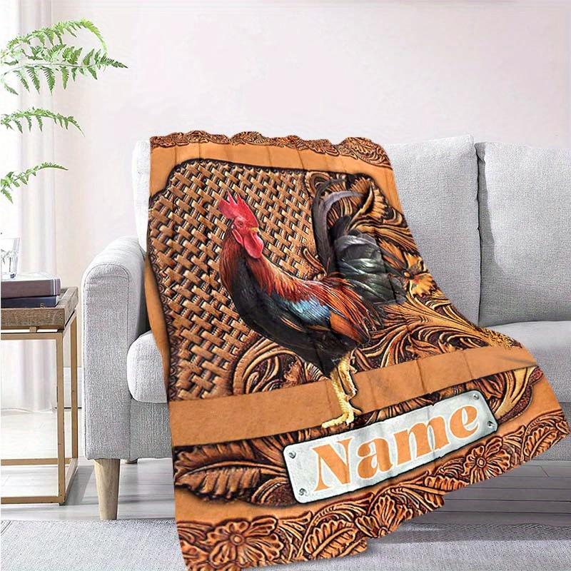 Orange Cock Customize Your Name Blanket Warm Comfortable And Soft Blankets Are Suitable For Home Lunch Break Blanket Office Sofa Sofa Gift To