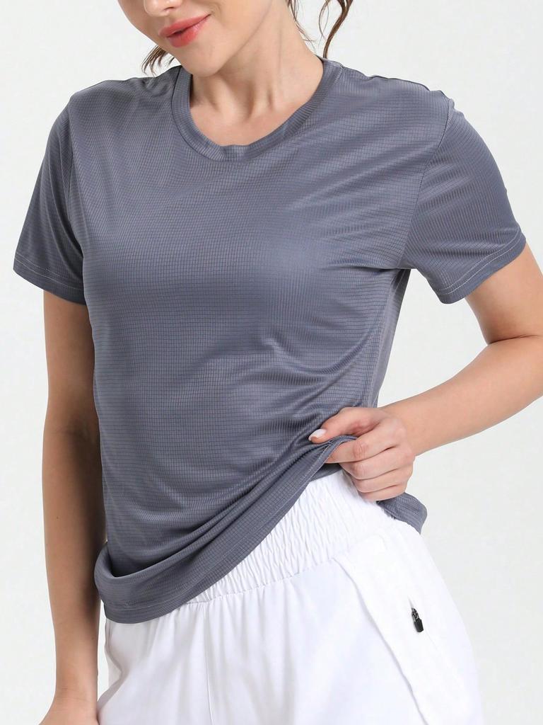 Women's Solid Color Ultralight Quick Dry Sport T-Shirt, Breathable Lightweight Top For Fitness Training Workout Running Gym Basic T Shirt Gym Top