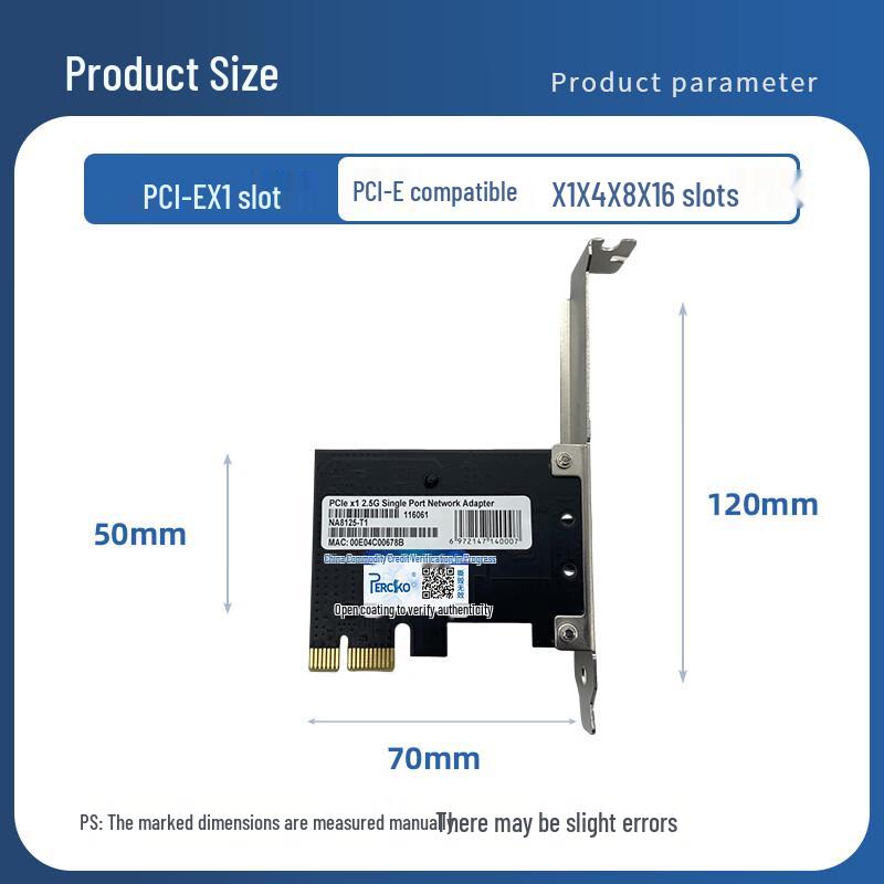 Сетевой адаптер PERCKO 2.5G PCI-E Ethernet (Китайская версия)