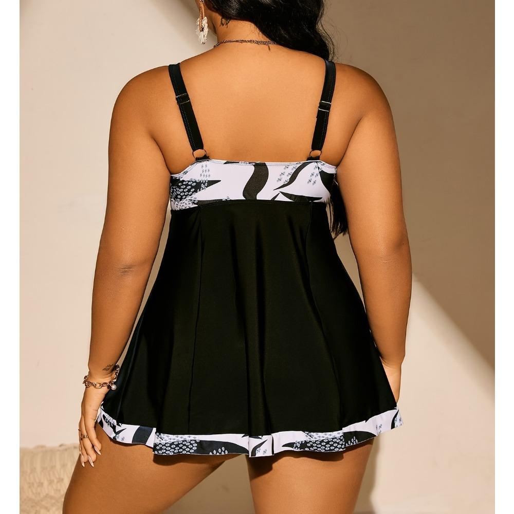 Женский купальник танкини с юбкой большого размера