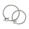 Pair Bracelet Set of 2 Mantel Couple Allergy Free Surgical Stainless Steel Unisex Unisex 18cm 21cm [White Clover] & 4SBR041SV&4SBR041SV