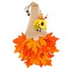 Gnome Ornament With Maple Leaf Wreath Sunflower Berry Accents Vintage Home Decor