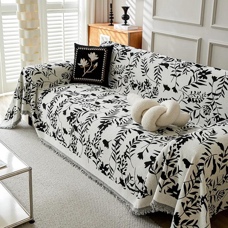 Universal Sectional Anti-cat Scratch Sofa Cover Soft Chenille Embroidered Sofa Towel Anti-slip Couch Cover for Living Room