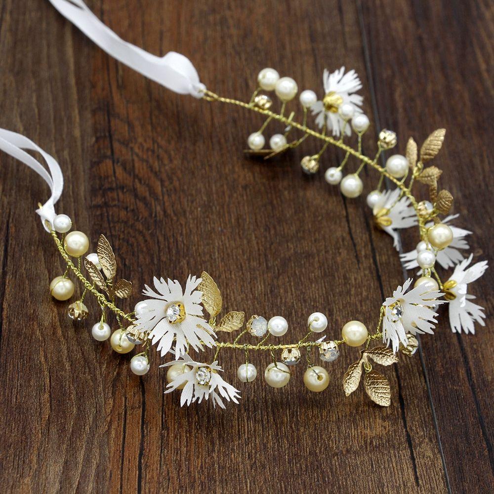 Elegant Floral Hair Accessories Bride Flower Hairband Crystal Daisy Headwear Crown Headband