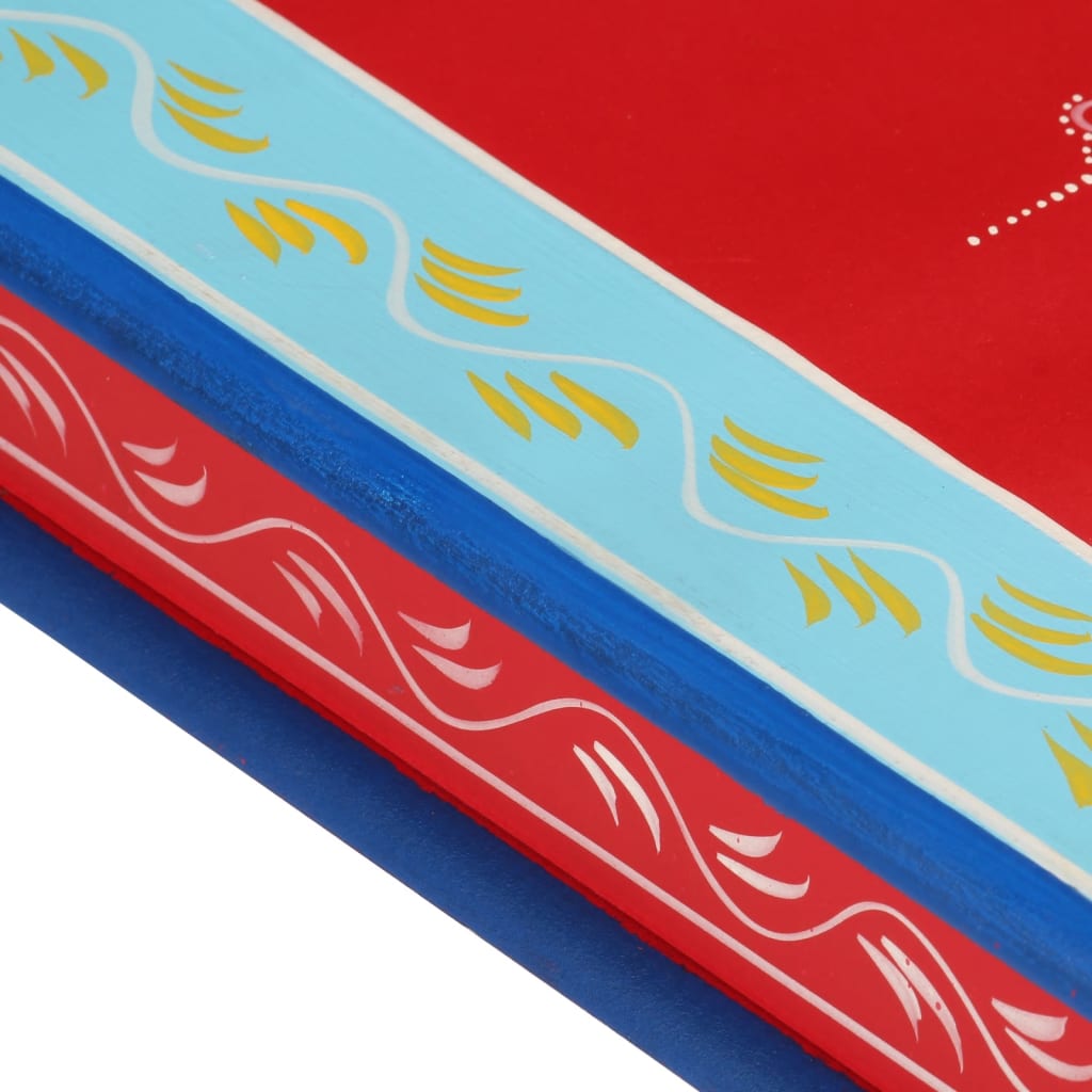 Red Hand Painted Solid Mango Wood Coffee Table