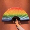 Яркий Складной Веер Яркий Цвет Радуга Звездное Небо В Темноте Фестивальный Актерский Ручной Веер Женский Девичий Веер для Вечеринки Танцевальный Веер