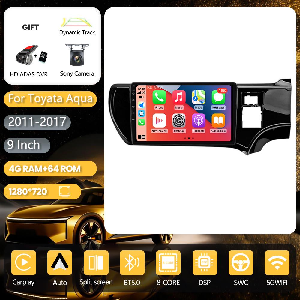Android 16 pour Toyota Aqua 2011 - 2017, Carplay Auto, écran 2K, autoradio multimédia, autoradio stéréo 2 din, Plug and Play