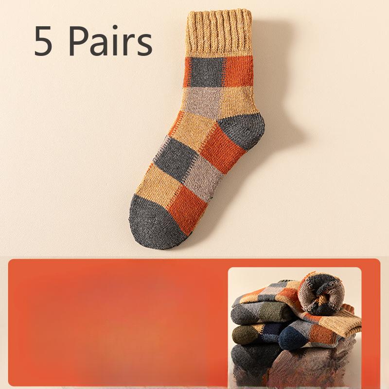 5 пар мужских осенне-зимних толстых и бархатных теплых шерстяных носков Ring Wool Tube Socks