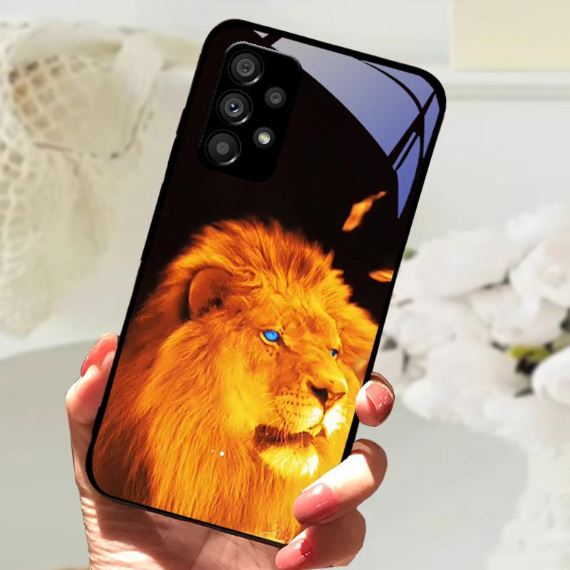 Стеклянный Чехол Для Samsung A13 A23 4G 5G Мультяшный Закаленный Стеклянный Чехол Для Телефона Для Galaxy A33 A53 A73 5G Жесткий ПК Стеклянный Защитный Чехол