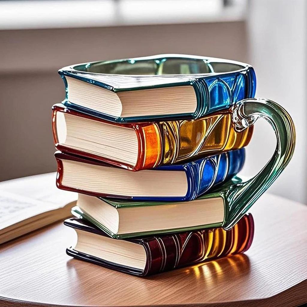 Новая расписная кружка-книга Чашки для чая 3D расписная кофейная кружка Книжная кофейная кружка Уникальная цветная смола Стопка книг Коллекция кофейных кружек Подарок