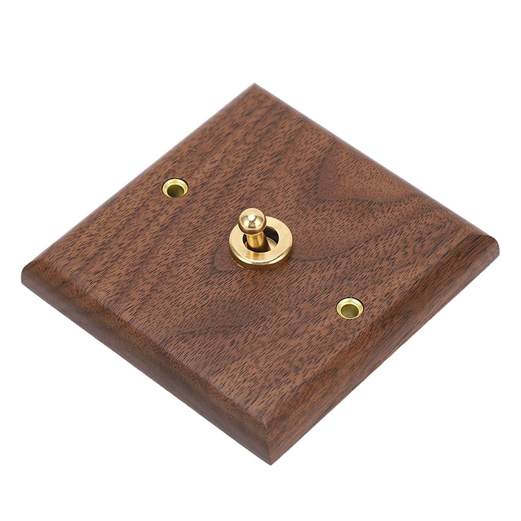 Antique Decoration Toggle Switch Retro Single Toggle Switch 250V with Hand Made Wood Walnut Wall Panel