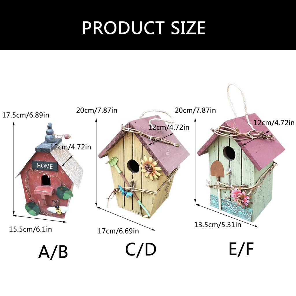 Hanging Wood Bird House for Bird Breeding Handmade Outdoor Bird Nest House for Small Feathered Bird Shelter Nest House