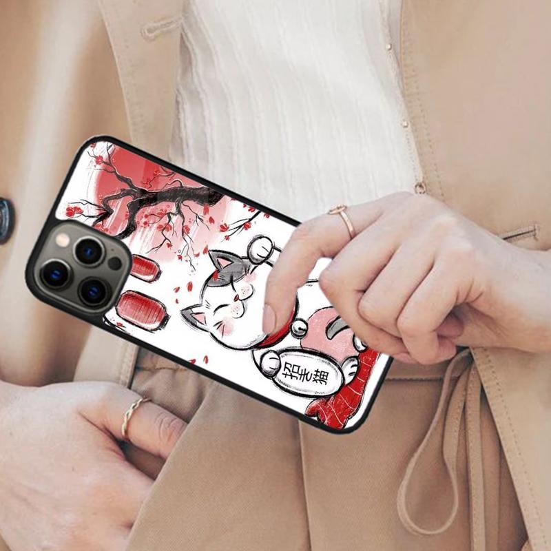 Japanese Lucky Cat Magnetic Phone Case For APPLE iPhone 17 Air 16 14 13 12 Pro Max 15 Plus Wireless Charge With MagSafe Cover