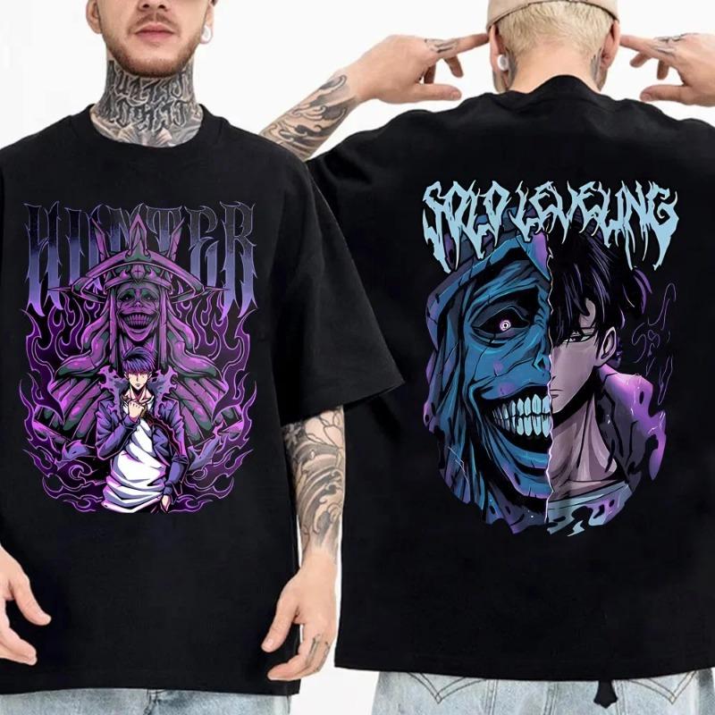 Мужская одежда 3D-принт Корейские комиксы Solo Leveling Круглый вырез Y2k Тренд Футболка Досуг и Лето Уличная С коротким рукавом Мото