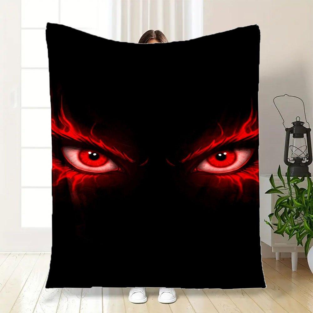 "Fiery Red Eyes Phone Wallpaper"Blanket Flannel Throw Blanket for Sofa, Bed, Travel, Camping, Office