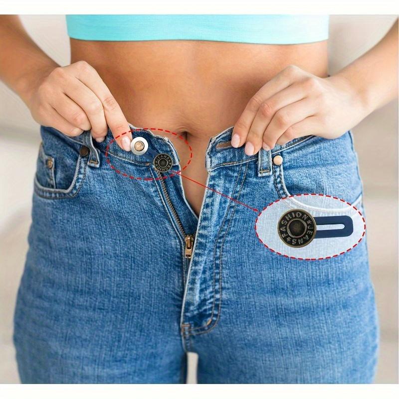 4-piece adjustable denim button extender - медленная пуговица с синей пластиковой ручкой, унисекс эластичный удлинитель пояса
