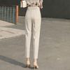 Office Lady Fashion All-match Solid Pencil Pants Spring Summer Thin Loose Button High Waist Straight Women Casual Harem Trousers