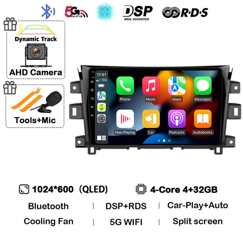 Android 14 Carplay Auto 360 Camera для Nissan NAVARA Frontier NP300 2011 - 2018 Мультимедийный видеоплеер GPS Автомобильное радио DSP Stereo