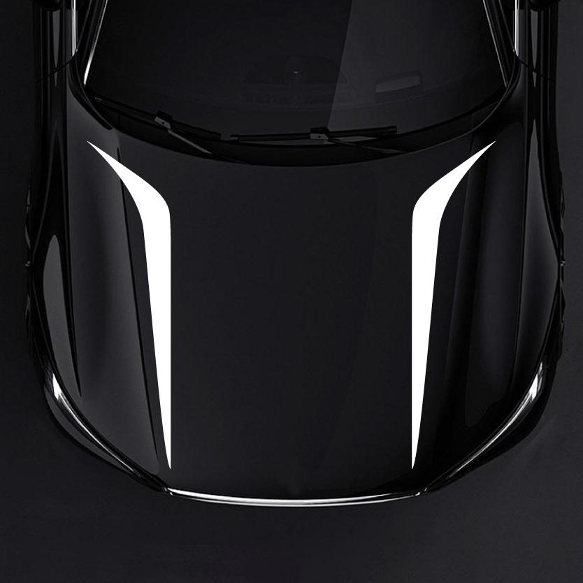 2Pcs Car Decals Striped Engine Hood Body Vinyl Decals Hood Cover Decals New Professional Multi-Fit Styling Auto Decoration