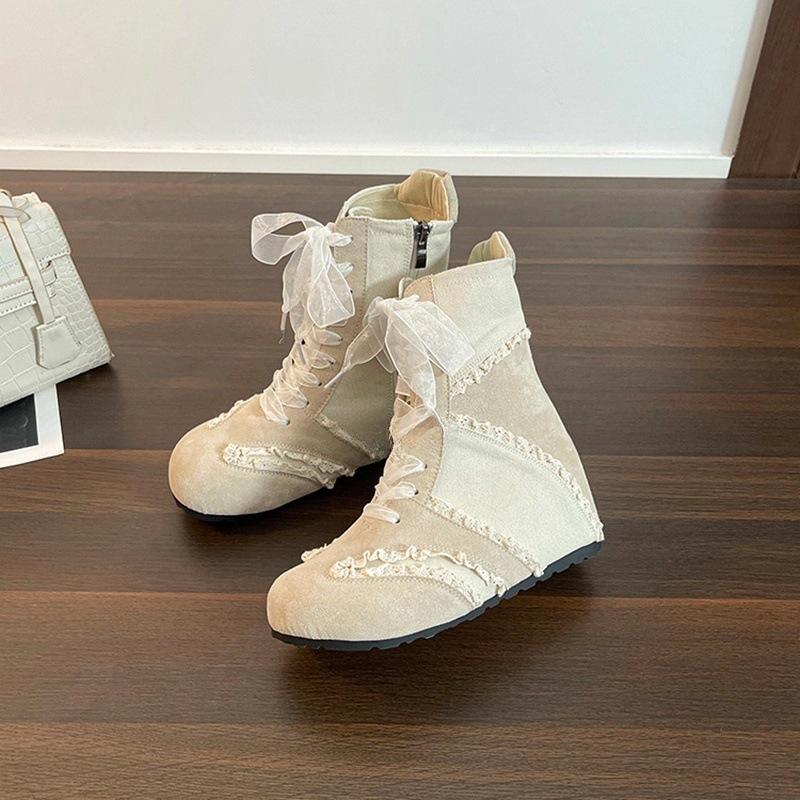 Academy Style Lace Casual German Training Boots Women's 2025 Autumn New Fashion Versatile Skirt Martin Boots Women
