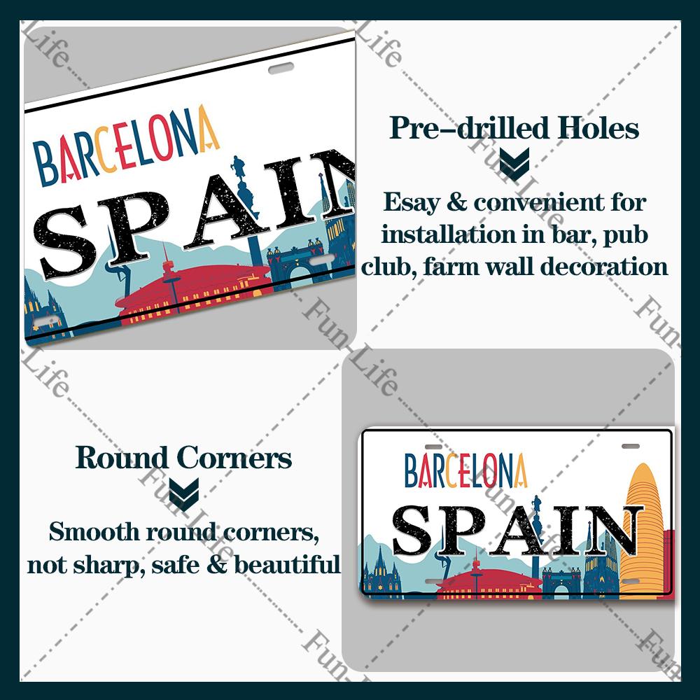 Винтажный плакат с номером автомобиля Испании/СИДНЕЯ Популярный город Бразилия Национальный флаг Ретро жестяные знаки Наклейки для домашнего декора