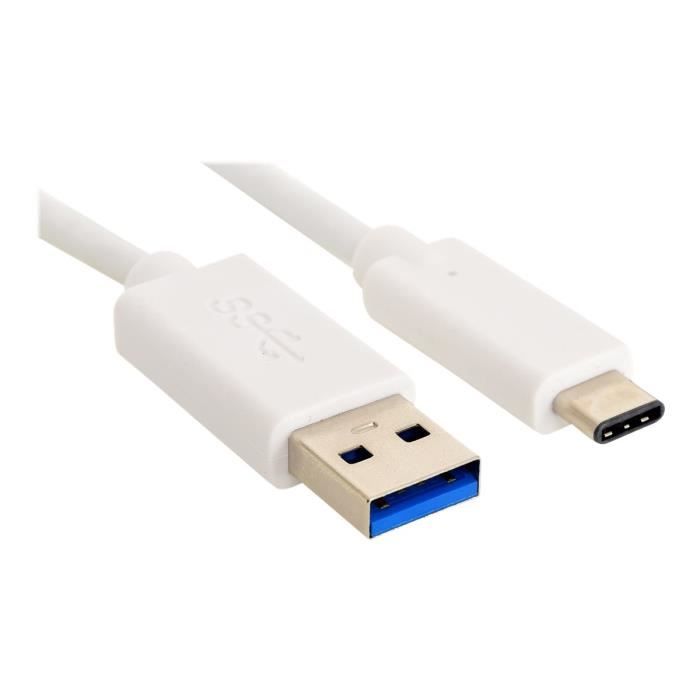 Câble USB - Sandberg - USB-C vers USB Type A - USB 3.1 - 1 m - Blanc