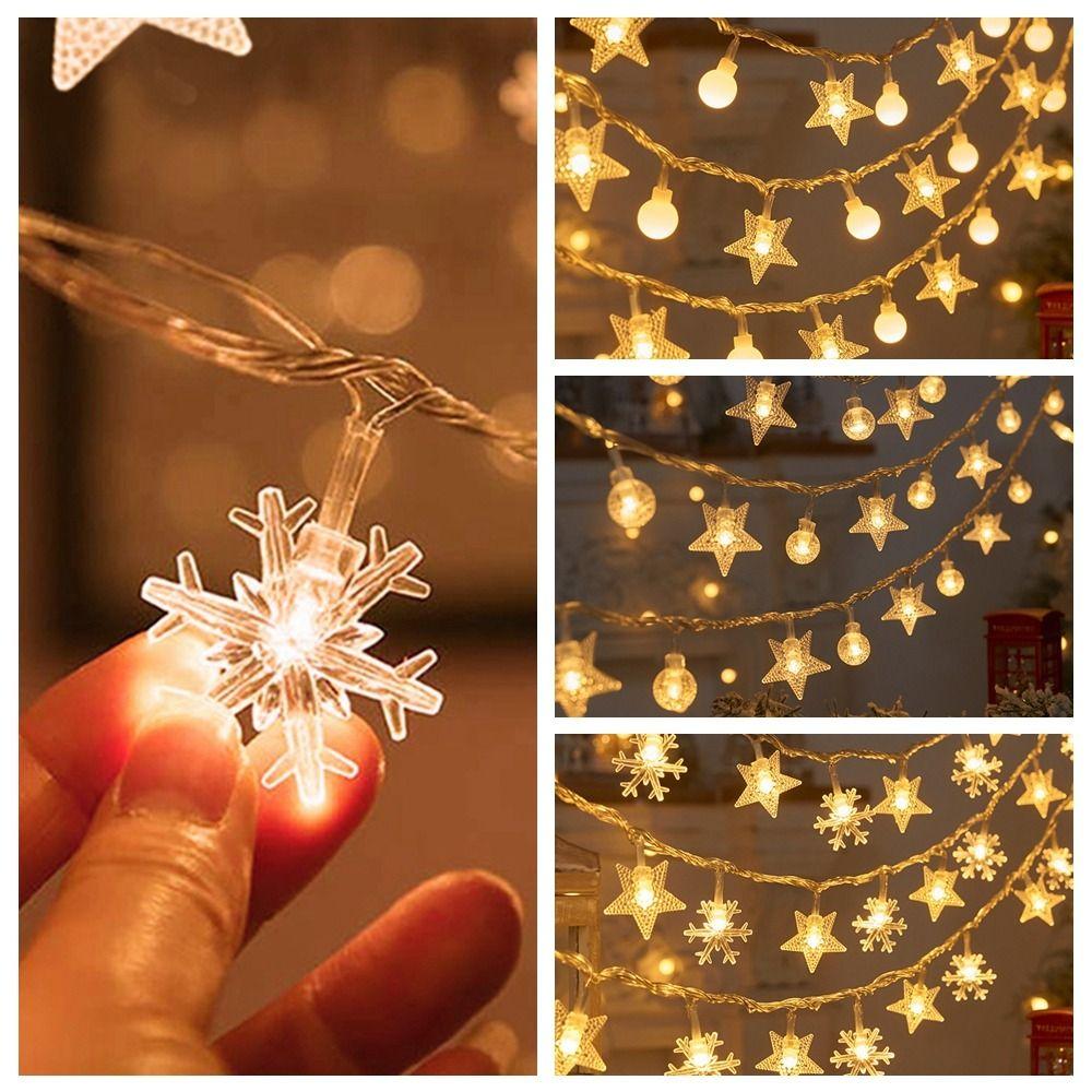 Fairy Light Snowflake Light String Flash Christmas Tree Lamp Stars String Lights Birthday Party
