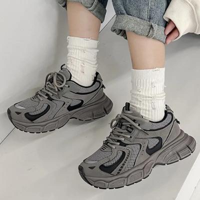 Модные новые модные летние женские повседневные туфли, кроссовки для женщин, туфли на платформе, женские теннисные туфли на шнуровке, массивные кроссовки, размер 36-42