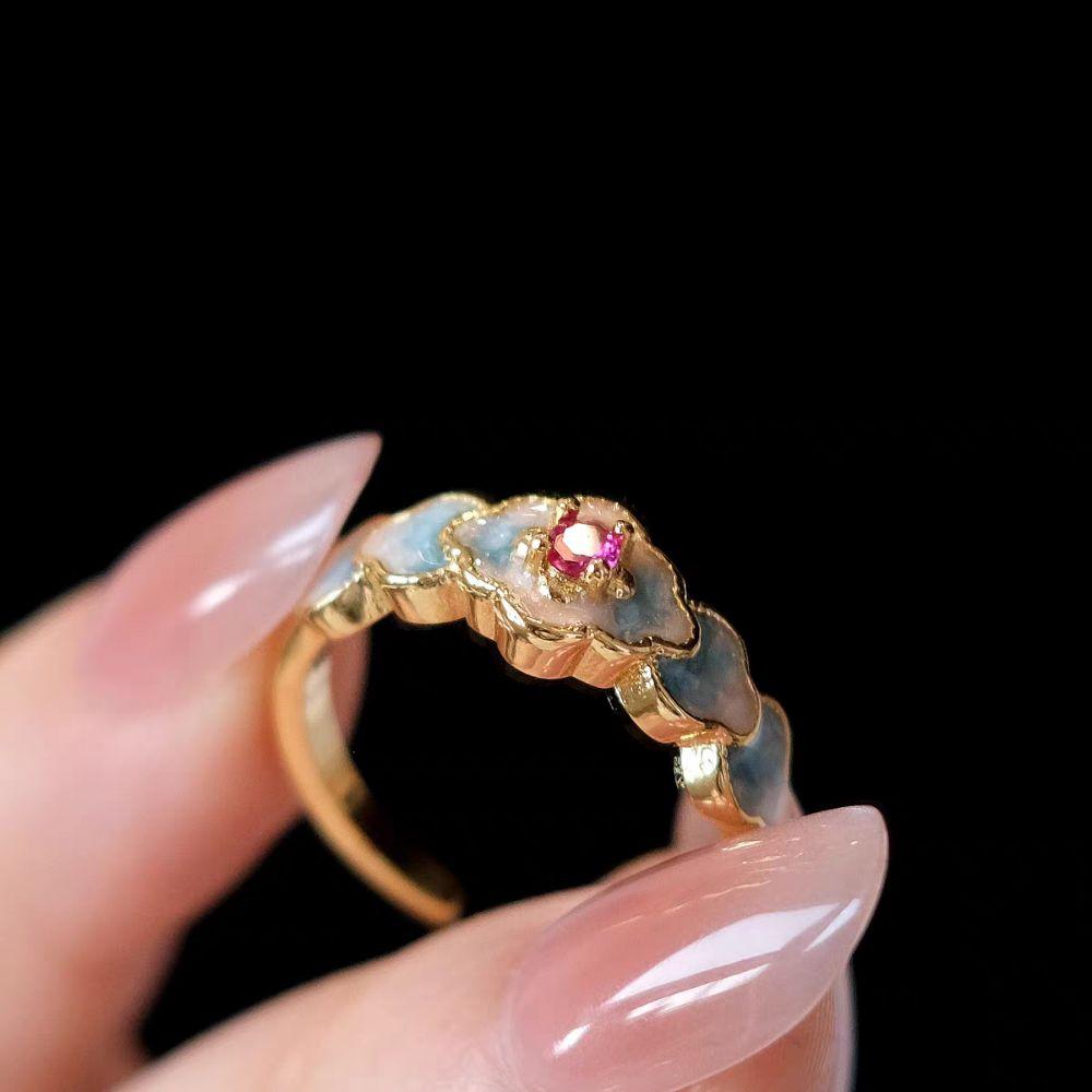 Винтажные открытые кольца в форме тыквы, кольца с цветком в китайском стиле, уникальные эмалевые кольца для пальцев, ципао