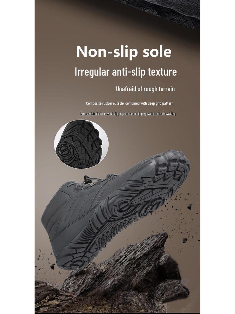 Водонепроницаемые Нескользящие Хлопковые Зимние Ботинки: Бархатная подкладка, Утепленные ботинки для пешего туризма на открытом воздухе для женщин и пар