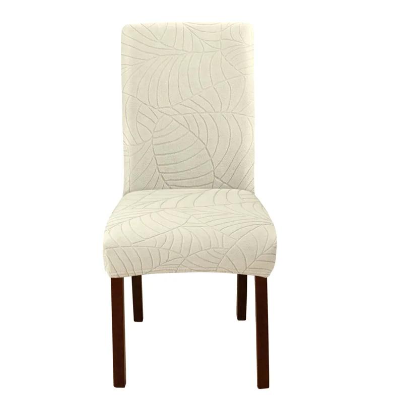 1PC Stretch Dining Chair Covers Leaves Jacquard Seat Covers Universal Size Dust Covers for El Banquet Wedding Chairs Decor