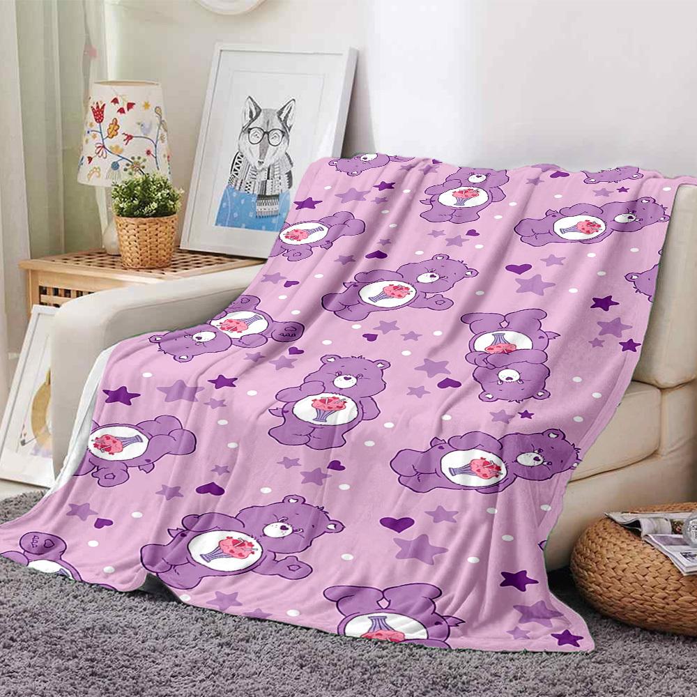 1pc Bear Cartoon blanket Lightweight Flannel Throw for Sofa Bed Travel Camping Livingroom Office Couch Chair