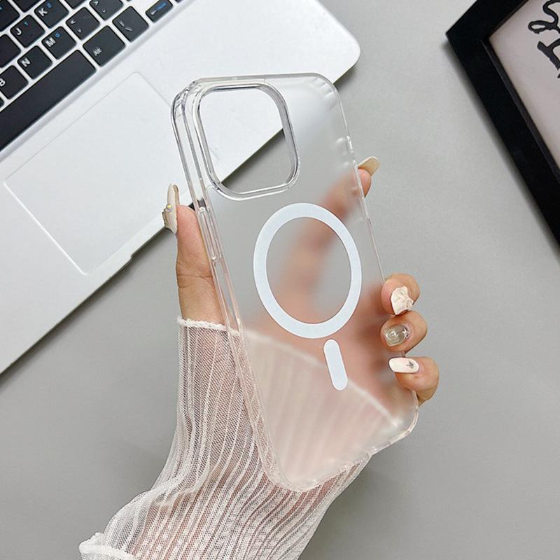 Полупрозрачный магнитный чехол для iPhone 16 с поддержкой MagSafe - Противоударный акрил для iPhone 13/14