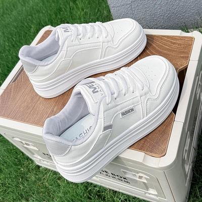 Летние белые повседневные дышащие кроссовки для девочек 2025 года - Универсальные кроссовки на толстой подошве в стиле «папиных»