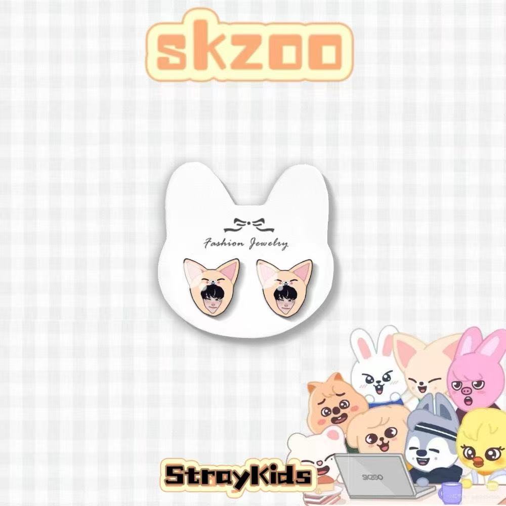 Kpop Новые Skzoo Stray Kids Ли Но Хёнджин Феликс Аватар Серьги Клипсы Милые Обязательно для Kpop Фанатов Без Прокола Ушная Манжета