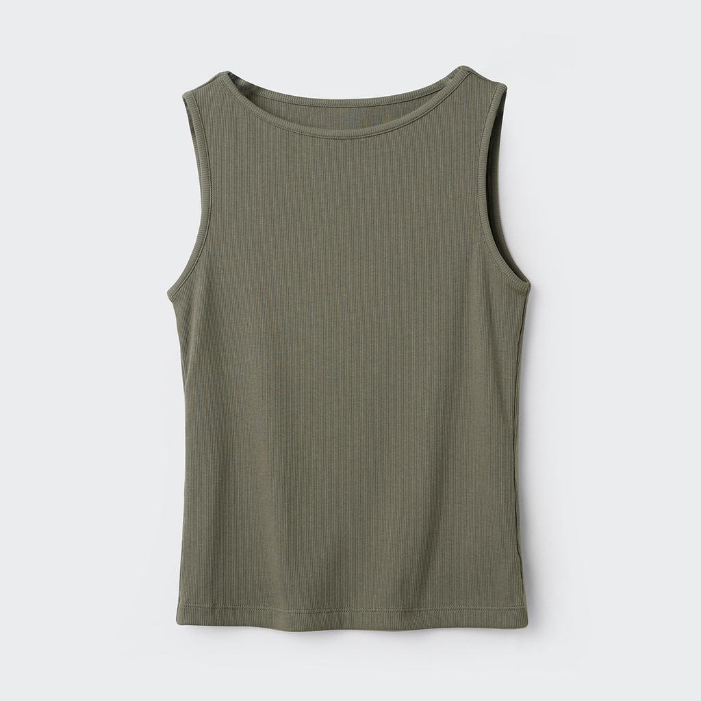 Spring and summer I-shaped pure cotton vest women's one-word neck hanging neck thin inner threaded sleeveless bottoming shirt suspender top