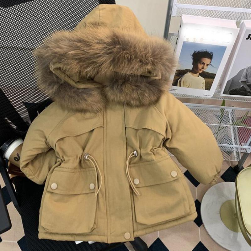 Зимнее стеганое пальто с капюшоном для девочек, теплая стеганая парка для девочек, детская хлопковая куртка