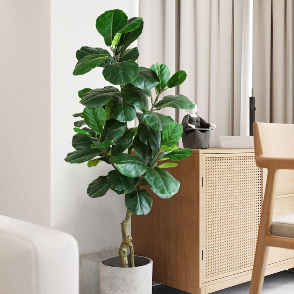 Lifelike Decoration Greenery Artificial Ficus Branch Floral Arrangement Fake Plant Faux Leaves