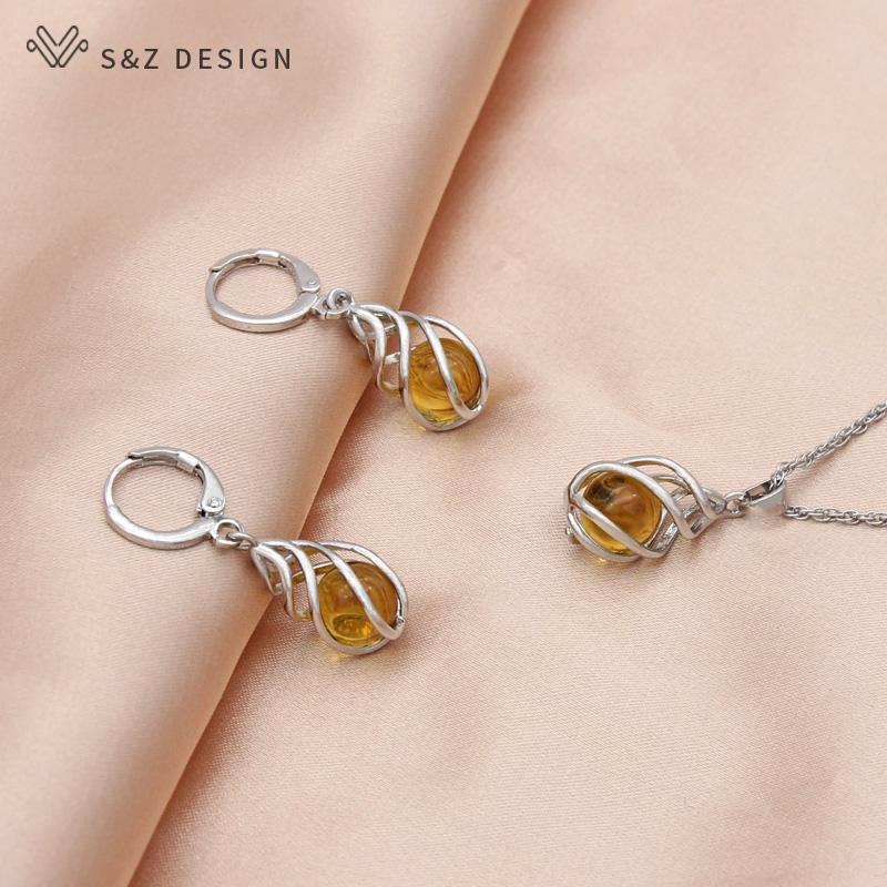 Модные элегантные простые полые серьги с каплями воды, висячие серьги, комплекты ювелирных изделий для женщин, ожерелье с подвеской цвета розового золота