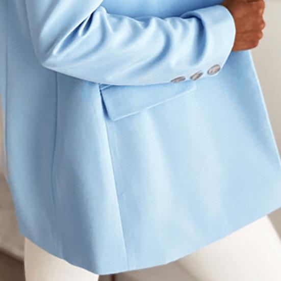 Women Suit Coat Lapel Long Sleeve Solid Color Suit Jacket with Pockets Buttons Placket Loose Fit Business Formal Outerwear