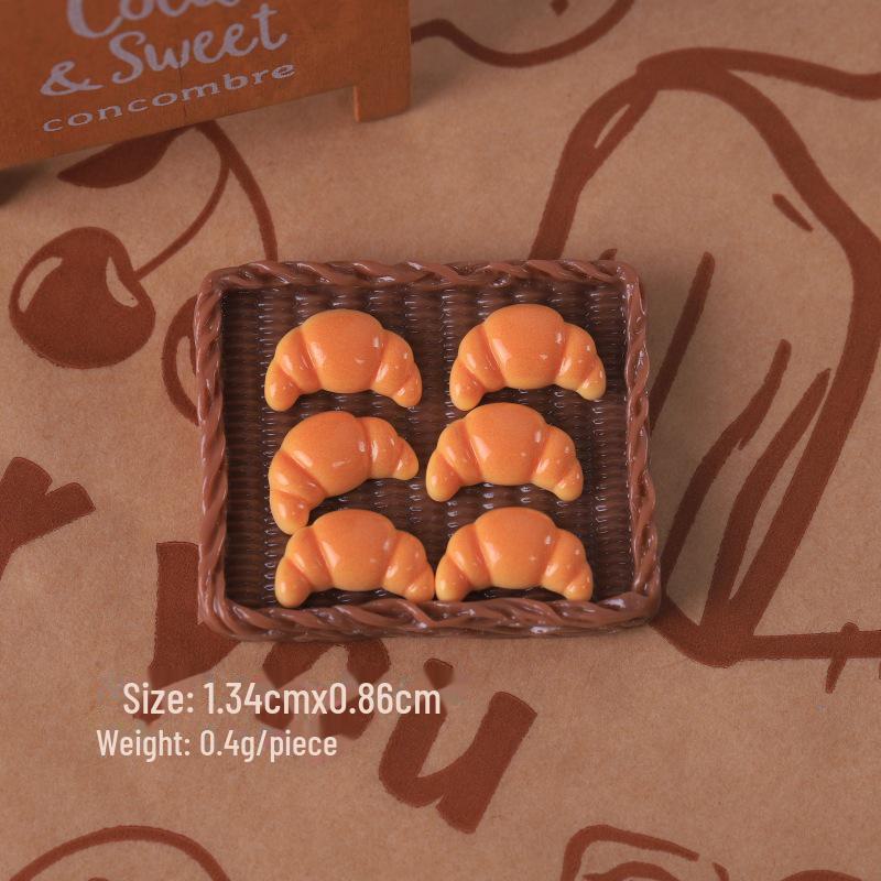 Мини-игровой набор «Еда»: Имитация хлеба, круассана, тоста, сумки в виде кошачьих когтей, самодельный крем-клей, шпилька для волос, гвоздь и аксессуары из смолы