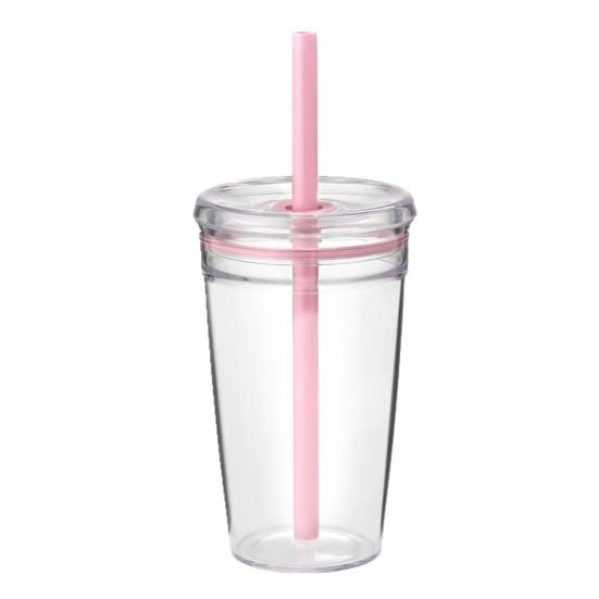 Стакан для воды с крышкой и соломинкой 450 мл, не содержит БФА, многоразовый стакан для холодного кофе, прозрачная пластиковая посуда для чая, смузи