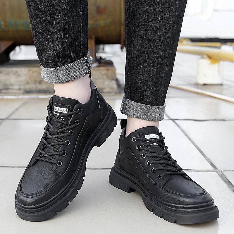 Fashion Casual Lace Up Men's Leather Shoes High Quality Retro Style High Quality Outdoor Leisure Street Black Casual Sports Shoes