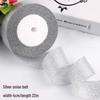 Satin Ribbon with Silver and Gold Glitter for Cake Decoration and Packaging