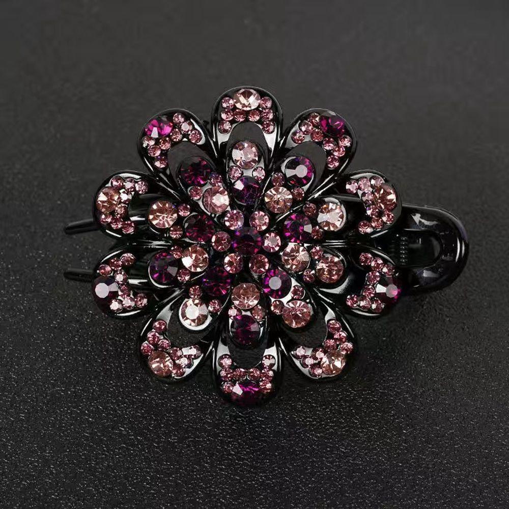 Hair Claw Rhinestone Duckbill Clip Korean Style Hairpin Flower Hair Clip Female Hair Accessories