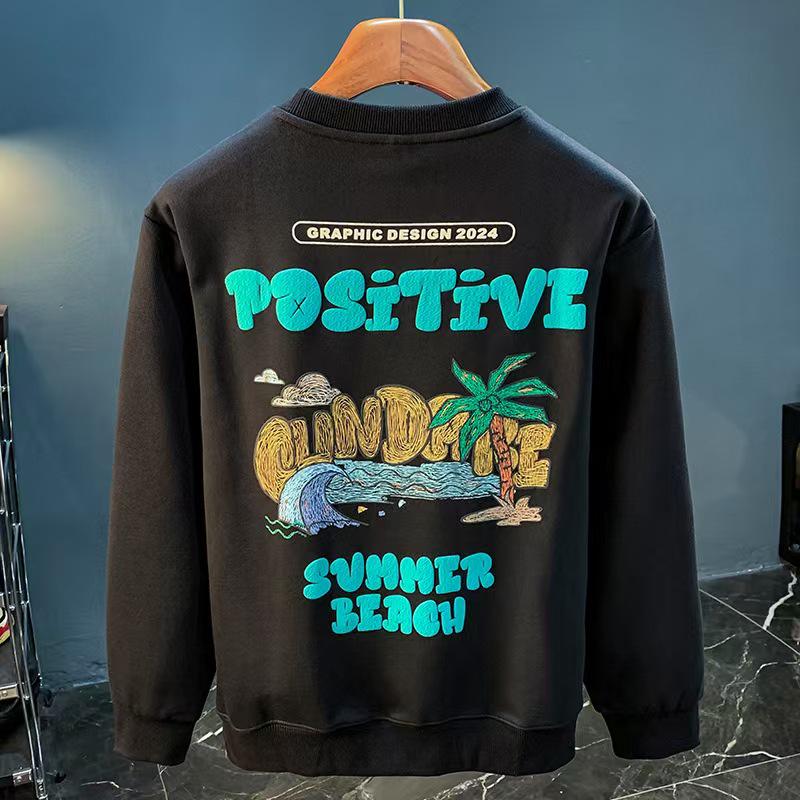 Мужская модная хлопковая толстовка европейского стиля, тяжелый вес: Универсальный для весны и осени, Небрежно-красивый дизайн.