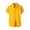 Men'S Fashion Collar Solid Color Shirt Casual Short Sleeved Top